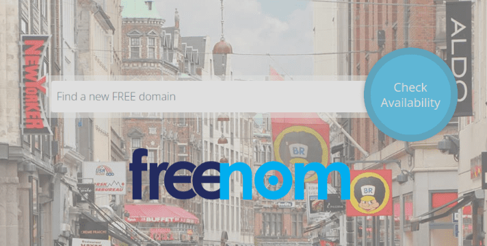 Freenom domain registration screenshot.